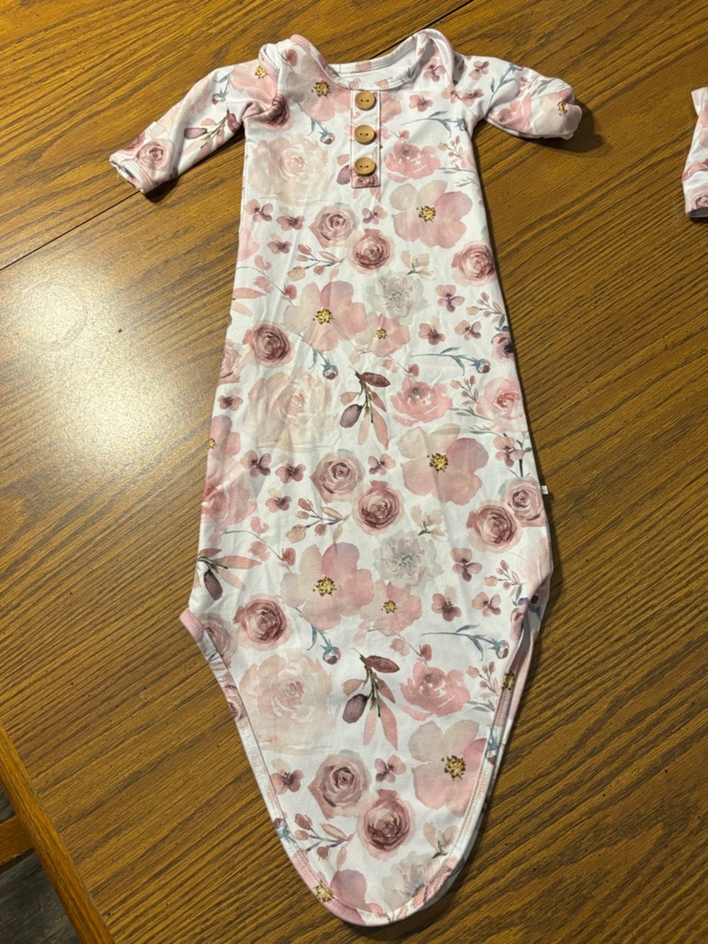 Floral Newborn Gown with Hat & Headband - Pink Roses - Picture 2 of 3